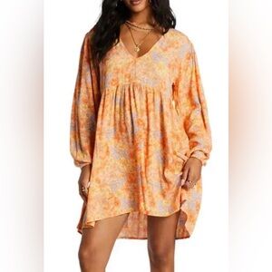 Billabong Mini Babydoll Dress Women’s Size Large Coquette Whimsical Floral X7
